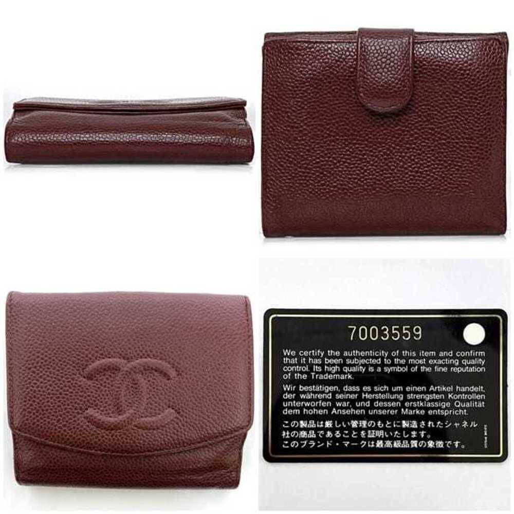 CHANEL Authentic Red Caviar Leather Logo Wallet - Picture 3 of 11